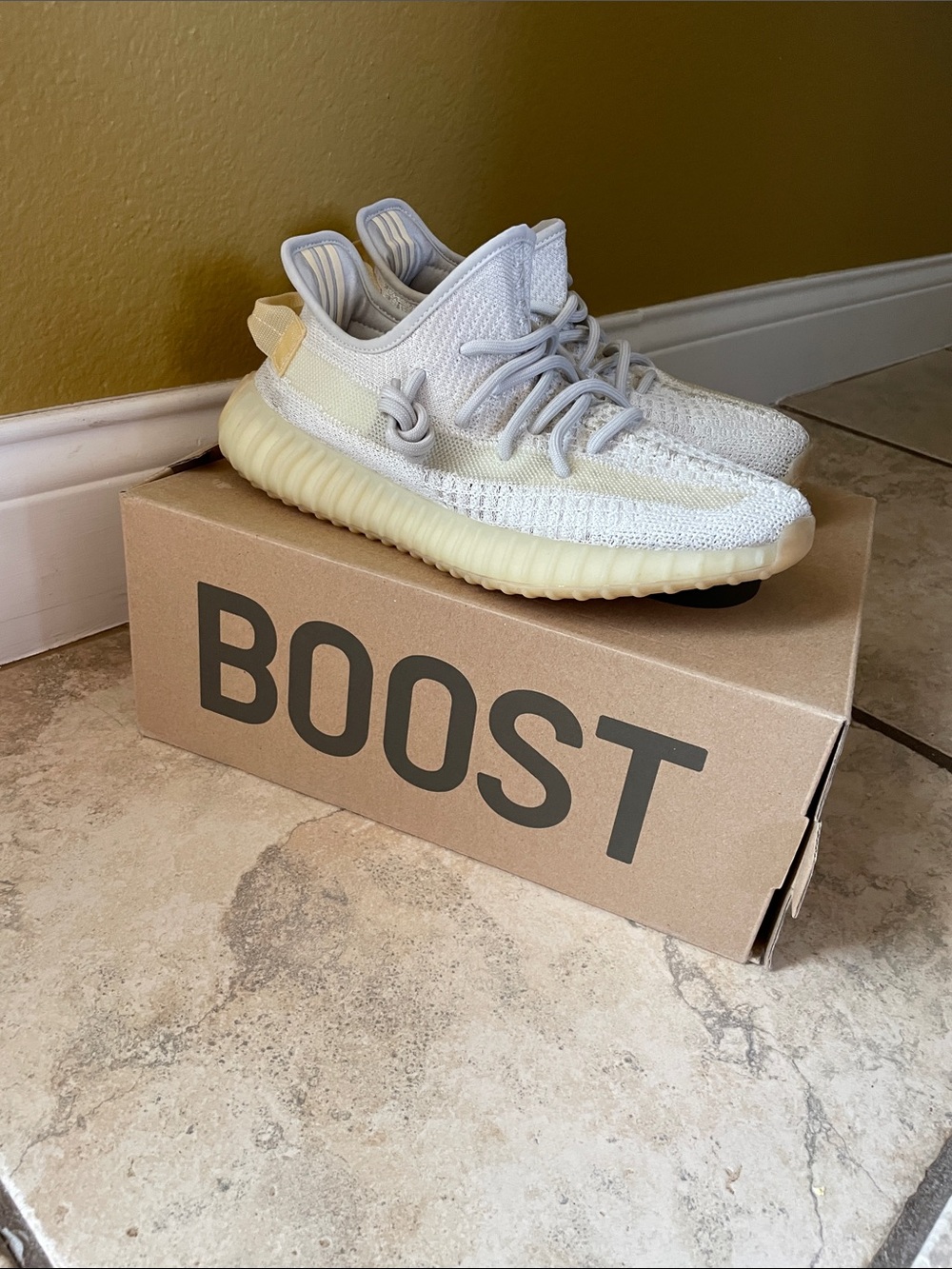 Yeezy Boost 350 V2 Cream/Light Yellow Knit Sneakers
